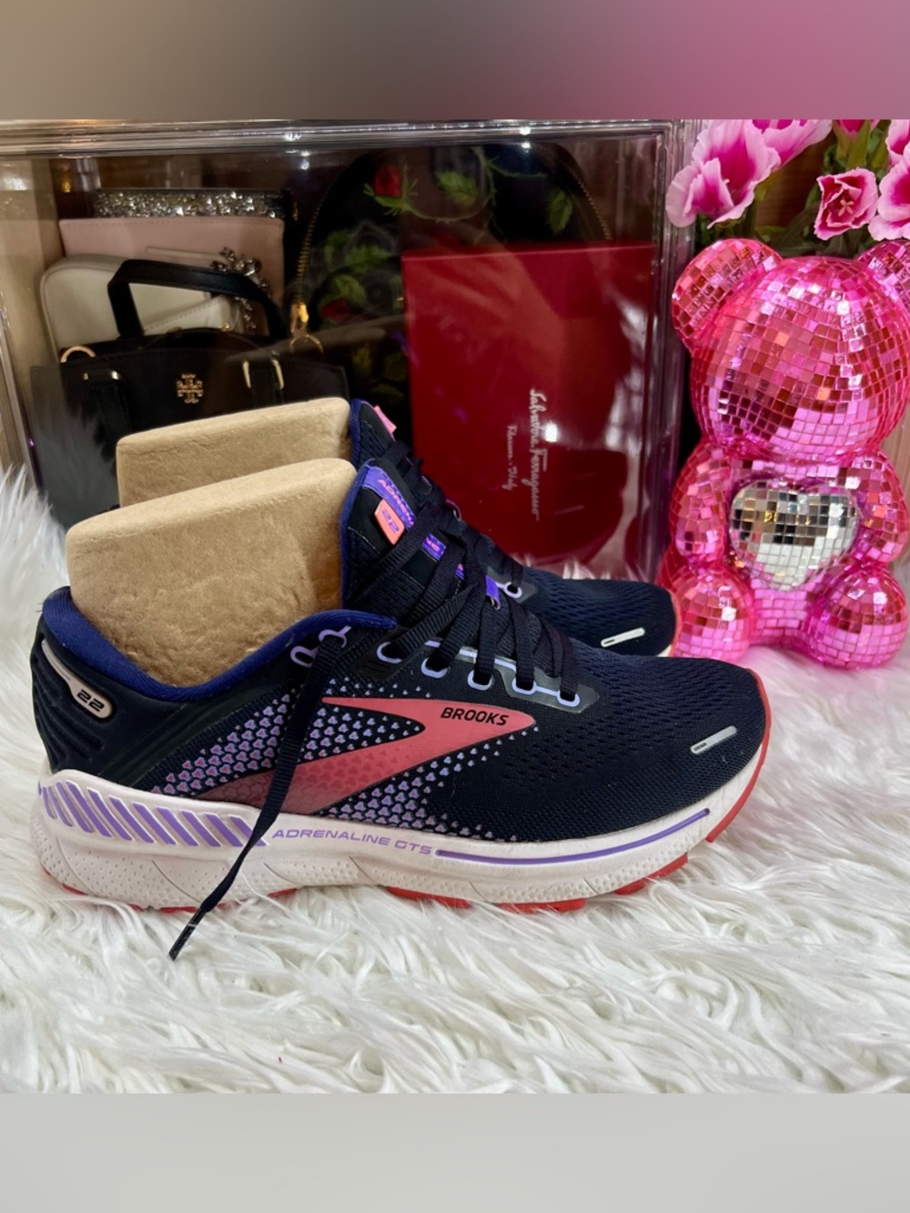 Brooks Women’s Adrenaline GTS Running Shoes - Black with Pink Accents
